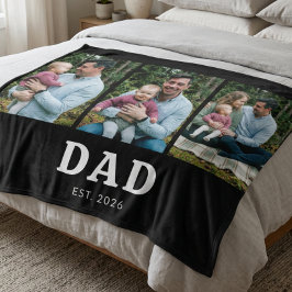 Pappa etablerade modern svart 3 foto fleecefilt