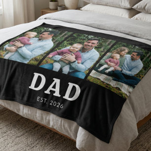 Pappa etablerade modern svart 3 foto fleecefilt