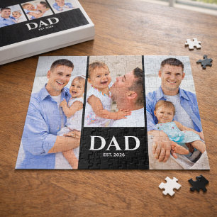 Pappa etablerade modern svart 3 foto pussel
