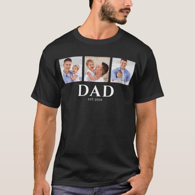Pappa etablerade modern svart 3 foto t shirt (Framsida)