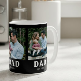 Pappa etablerade modern svart djärv 3 foto kaffemugg