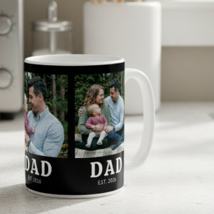 Pappa etablerade modern svart djärv 3 foto kaffemugg