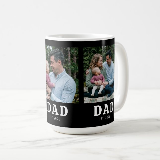 Pappa etablerade modern svart djärv 3 foto kaffemugg (Framsida höger)