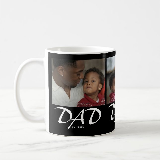 Pappa etablerade modernt manus svart 3 foto kaffemugg (Vänster)