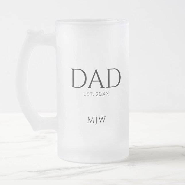 Pappa etablerade monogram initialer  frostat ölglas (Vänster)