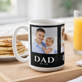 Pappa etablerade svart 3 foto kaffemugg