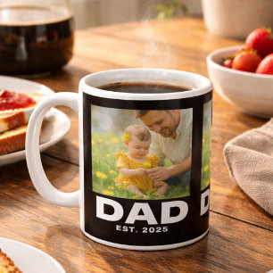 Pappa etablerade svart 3 foto kaffemugg