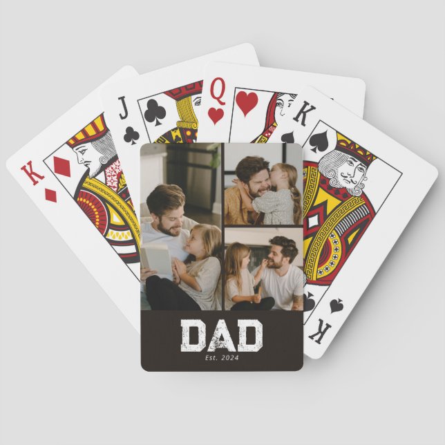 Pappa etablerade svart kul 3 foto casinokort (Baksidan)