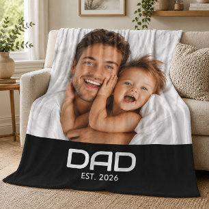 Pappa etablerade svart modern fet foto fleecefilt