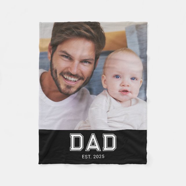 Pappa etablerade svart modern fet foto fleecefilt (Framsidan)