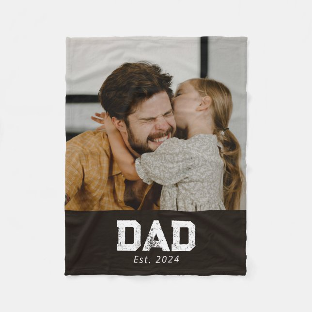 Pappa etablerade svart modern fet foto fleecefilt (Framsidan)