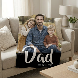 Pappa etablerade svart modernt manus Foto Fleecefilt