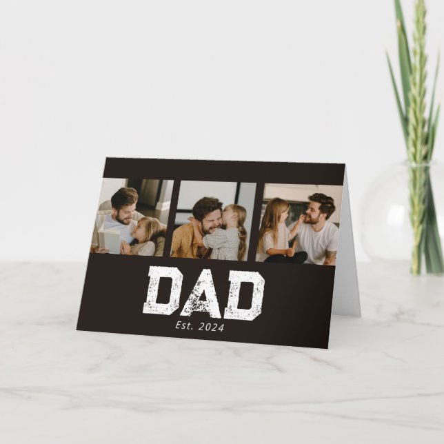 Pappa etablerade Svart Rolig 3 Bild Kort (Framsida)