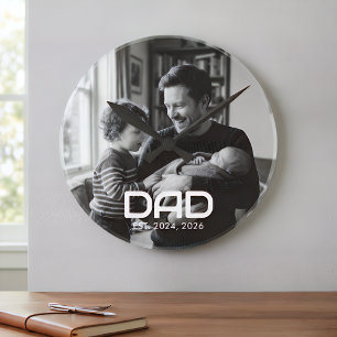 Pappa etablerade svart vitt fet foto rund klocka