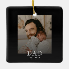 Pappa etablerade svartvitt foto julgransprydnad keramik