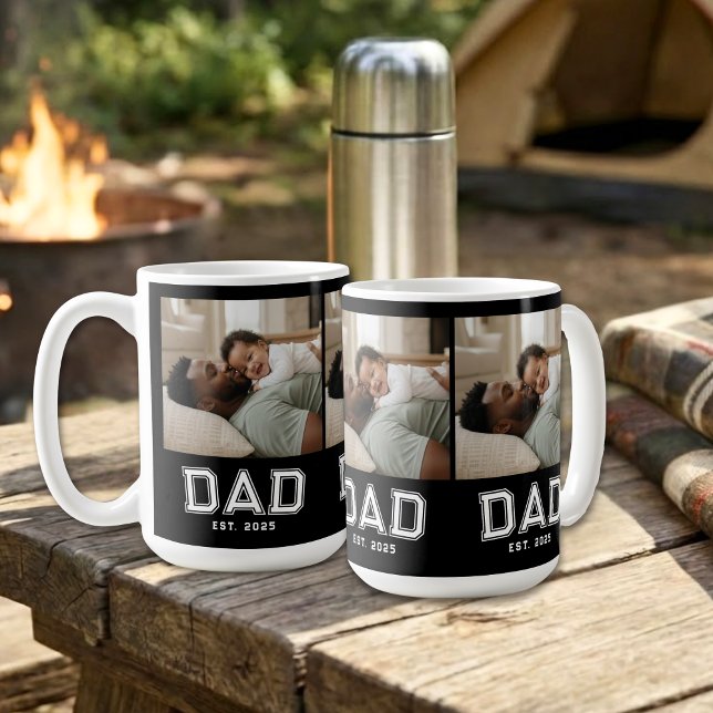 Pappa etablerade vit svart 3 foto kaffemugg (Skapare uppladdad)