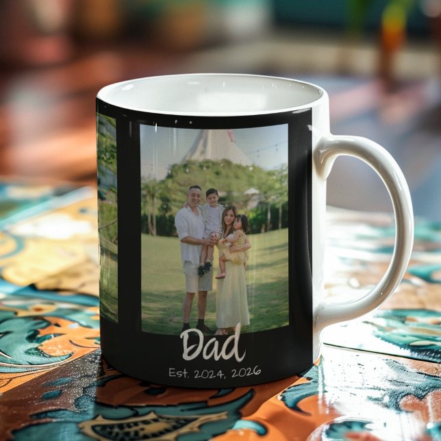 Pappa etablerade vitt skript Svart 3 Foto Kaffemugg (Skapare uppladdad)