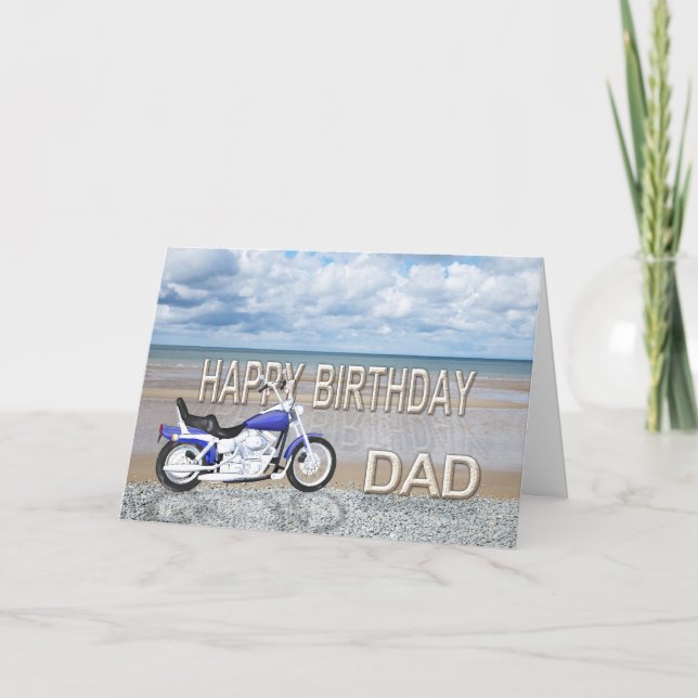 Pappa, ett födelsedagskort med motorcykel kort (Framsida)