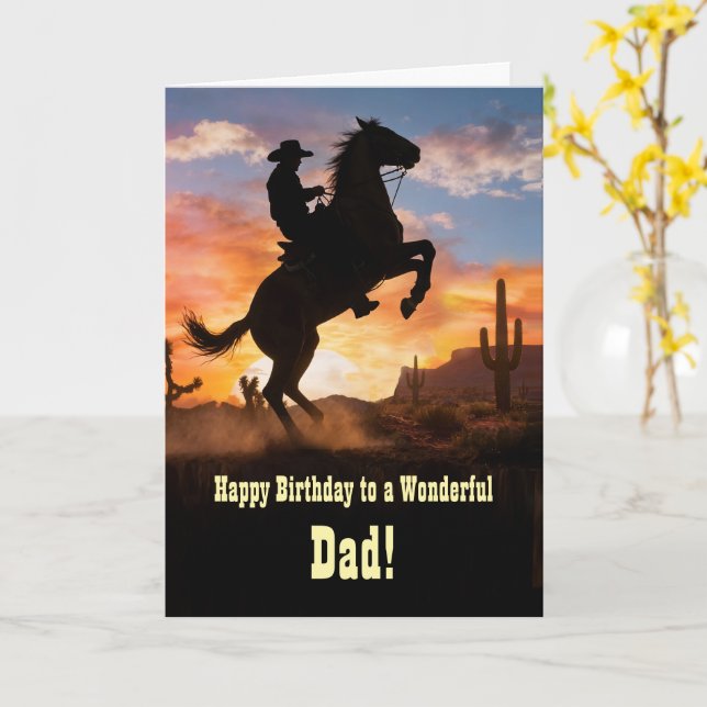 Pappa Fader Födelsedag Country Western Cowboy Kort (Gul blomma)