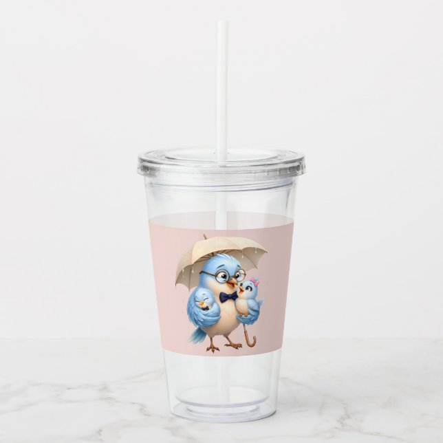 Pappa Fågel Akryl Kopp Söt Resedesign Take Away Mugg (Framsida)