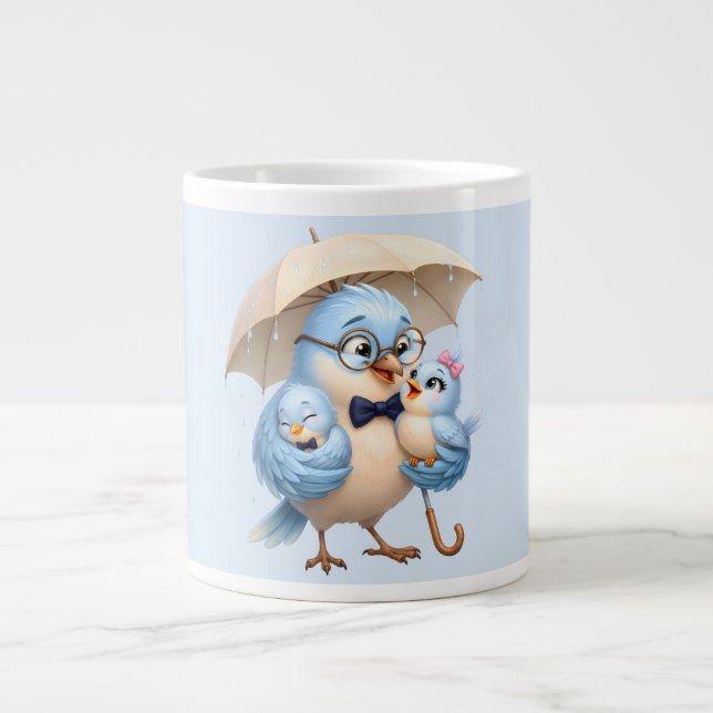 Pappa Fågel Mugg för Fars Dag Kaffe Jumbo Mugg (Framsidan)
