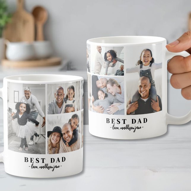 Pappa Familjefotocollage Far Kaffemugg (Dad Family Photo Collage Father Coffee Mug )