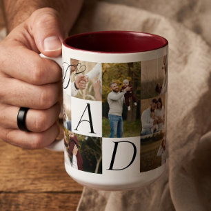 Pappa familjefotocollage Glad första fars dag Två-Tonad Mugg