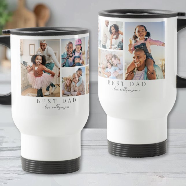 Pappa familjefotokollage far resemugg (Dad Family Photo Collage Father Travel Mug)
