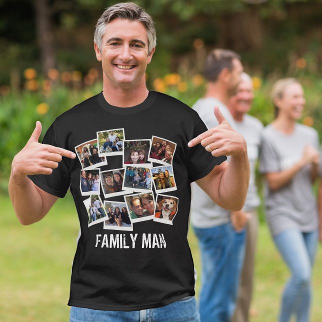 Pappa Family Man Photo Collage Instant Photo Mörk T Shirt (Skapare uppladdad)