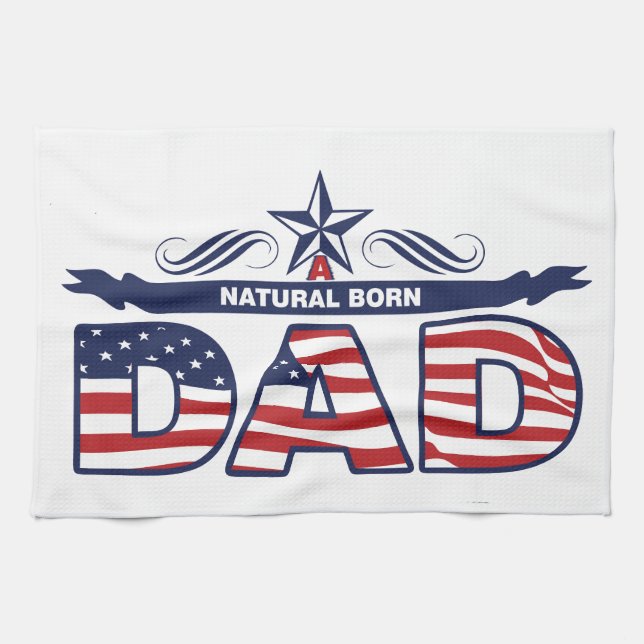 Pappa far, en naturlig född pappa kökshandduk (Horisontell)