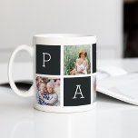 Pappa | Farfar 5 Photo Collage Kaffemugg<br><div class="desc">Skapa en söt keepsaké för en älskad morfar denna Fars dag eller morföräldradag med den här enkla designen som innehåller fem av dina favoritfoton i fyrkanten eller Instagram, arrangerade i en kollagelayout med alternerande fyrkanter i svart kol och stavade ut "Pappa" med ett anpassningsbar i den sista kvadraten (visas med...</div>