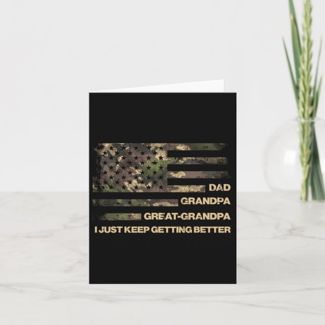 Pappa Farfar Fader Camouflage Flagga Fäder Farförä Kort (Framsida)