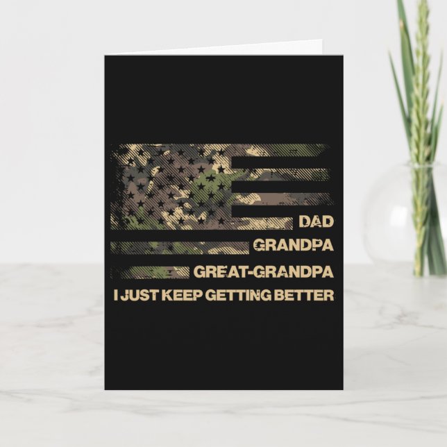 Pappa Farfar Förfader Kamouflage Flagga Fäder Farf Kort (Framsida)