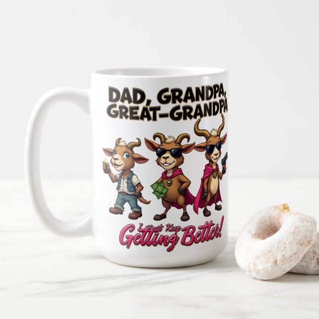 Pappa Farfar Superfarfar GOAT Blir Bättre Present Kaffemugg (Med munk)