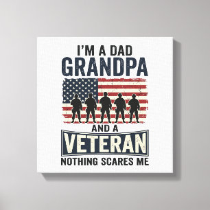 Pappa Farfar Veteran Patriotisk Vintage T-Shirt De Canvastryck