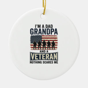 Pappa Farfar Veteran Patriotisk Vintage T-Shirt De Julgransprydnad Keramik