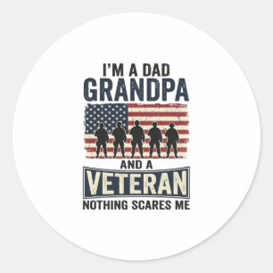 Pappa Farfar Veteran Patriotisk Vintage T-Shirt De Runt Klistermärke