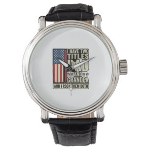 Pappa Farfar Vintage Patriotisk Familj T-Shirt Des Armbandsur