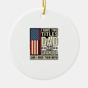 Pappa Farfar Vintage Patriotisk Familj T-Shirt Des Julgransprydnad Keramik