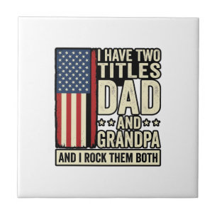 Pappa Farfar Vintage Patriotisk Familj T-Shirt Des Kakelplatta