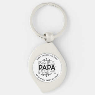 Pappa Färg Anpassade Fars dag Swirl Silverfärgad Nyckelring