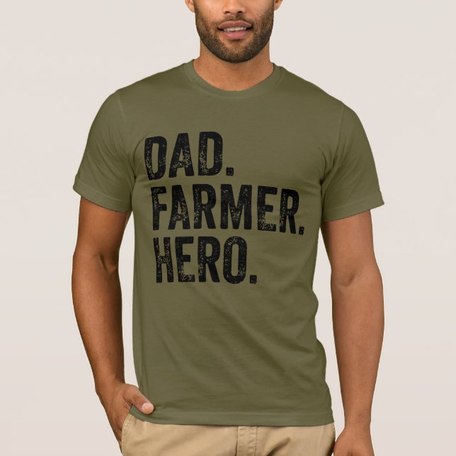 Pappa Farmer Hero Fars dag T Shirt (Framsida)