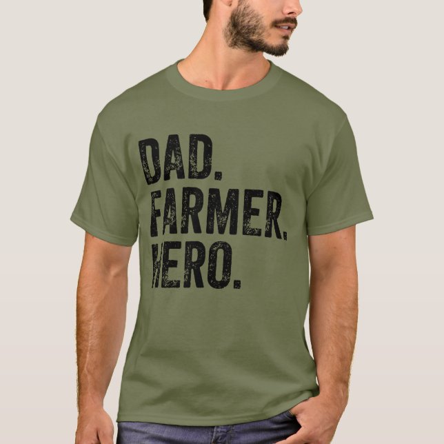 Pappa Farmer Hero Fars dag T Shirt (Framsida)
