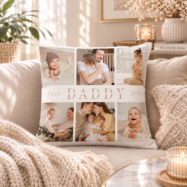 "Pappa" Fars dag Barn Collage Kudd Kudde (Skapare uppladdad)