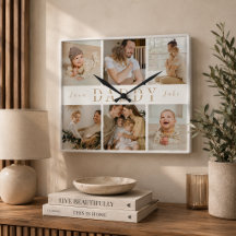 "Pappa" Fars dag Barn Collage Väggur