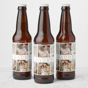 "Pappa" Fars dag Collage Kids Photos Beer Label Ölflaska Etikett