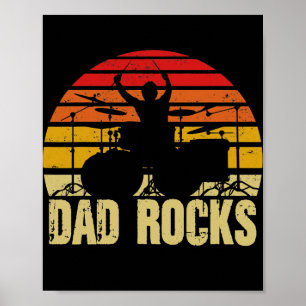 Pappa Fars dag Drum Kit Drums Music Funny Idea Poster