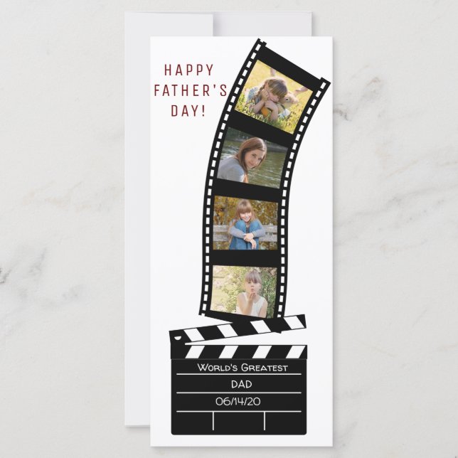 Pappa Fars dag Film Fyra Foto Collage Kort (Framsida)