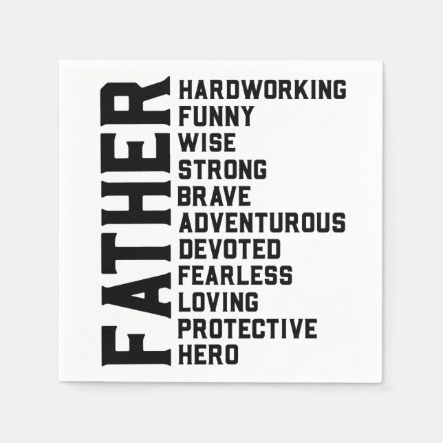 Pappa Fars dag-gåva. Pappa födelsedagspresent. F Pappersservett (Framsidan)