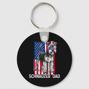 Pappa Fars Dag Present Mini Schnauzer Usa Flagga 4 Nyckelring